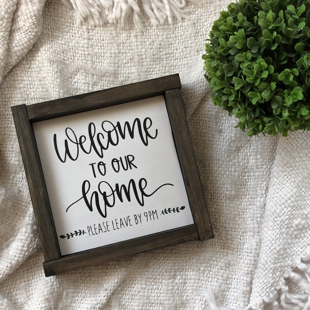 Home sign | Please leave | Decor | White | Wood